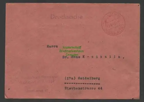 B7517 Brief Gebühr bezahlt Darmstadt 1949 nach Heidelberg