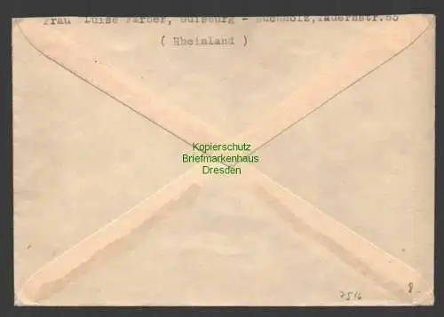 B7516 Brief Gebühr bezahlt Duisburg Buchholz 1946