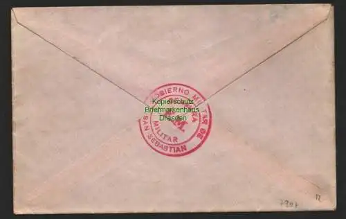 B7307 Brief Spanien Gobierno Militar de San Sebastian 1937 Zensur nach Calw