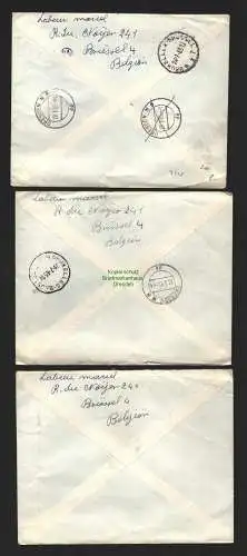 B7228 3x Brief Belgien 1965 Luftpost in die DDR 2x Express mit Eingangsstempel