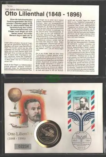 B7566 Numisbrief Otto Lilienthal Isle of Man 1983 1 Crown Block BRD 1991