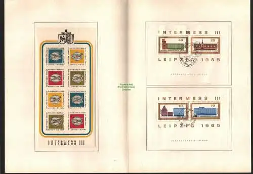 B7175 Gedenkblatt Intermess III Leipzig 4. - 19.IX. 1965 ohne normalerweise Nr.