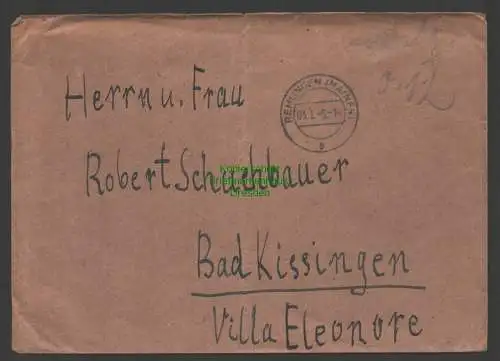 B7483 Brief Gebühr bezahlt 1946 Remlingen Mainfranken nach Bad Kissingen