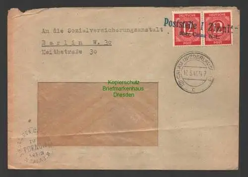 B7437 Brief Alliierte Besetzung Poststelle I Zinnitz über Calau N.-L. 1946 nach