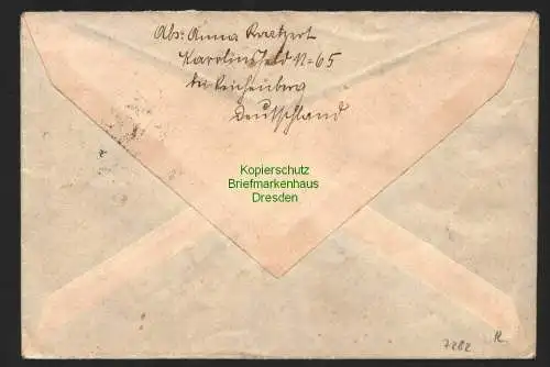 B7282 Brief Reichenberg 3 aptierter Stempel Böhmen & Mähren 26.X.1938 Radeberg