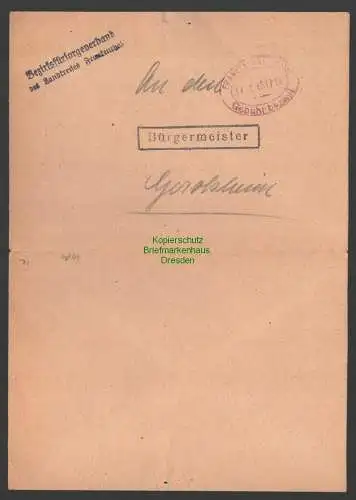 B7481 Faltbrief Gebühr bezahlt 1948 Frankenthal Pfalz n Gerolsheim Bürgermeister