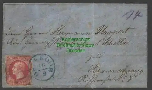 B7680 dreiseitiger Faltbrief 1860 AD Hannover nach Braunschweig