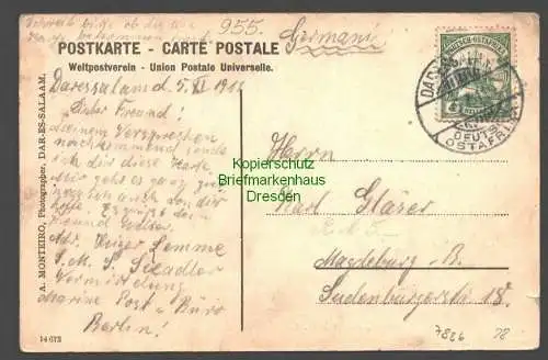 B7886 Deutsch Ostafrika DOA AK Daressalam Geresani 1911 Native town Viertel