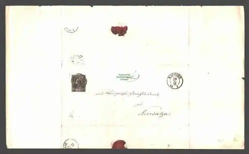 B7929 Sachsen 8 Faltbrief Nummernstempel 14 Bautzen 1861 nach Neusalza