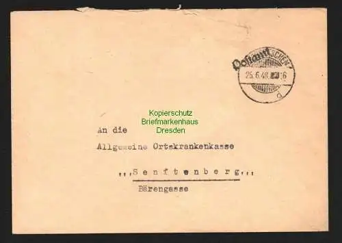 B8352 SBZ Währungsreform Postamt Grossräschen 25.6.48 an AOK Senftenberg