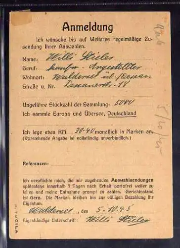 B812 SBZ Postkarte Gebühr bezahlt 1945 Waldersee über Dessau