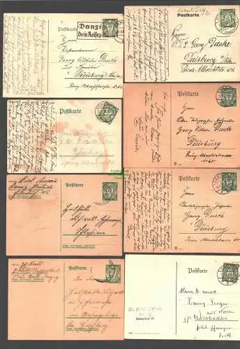 B7779 Danzig 8 Ganzsachen Postkarte Zoppot Heubude 1927 - 1935