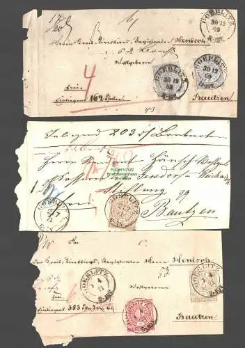 B7933 3x NDP Brief Vorderseite Wertbrief Görlitz 1869 1871 nach Bautzen 16 17 18