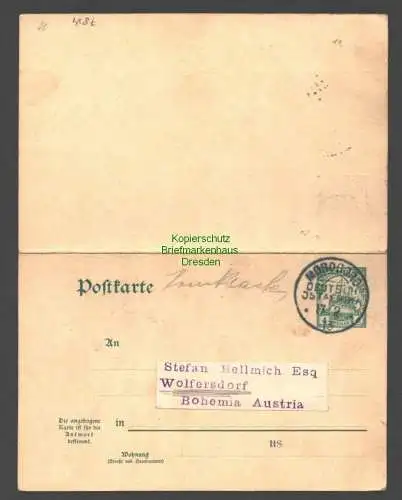 B7854 Deutsch Ostafrika DOA Ganzsache Doppelkarte Morogoro 1913 Drucksache nach