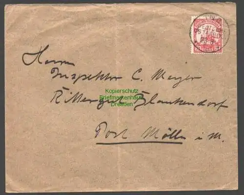 B7849 Deutsch Ostafrika DOA Brief Lindi 1910 nach Mölln