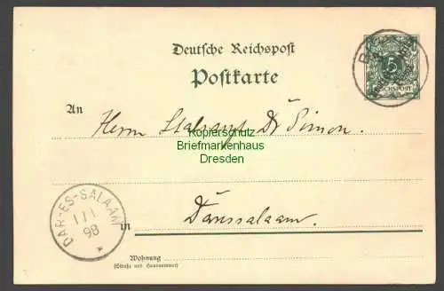 B7841 Deutsch Ostafrika DOA Ganzsache Bukoba 1897 Dar-Es-Salaam 1898