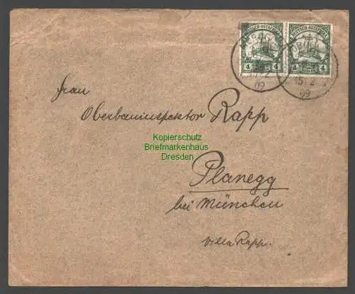 B7853 Deutsch Ostafrika DOA Brief Morogoro 1909 nach Planegg bei München