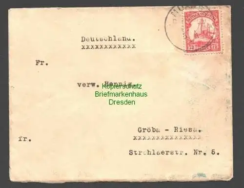 B7857 Deutsch Ostafrika DOA Brief Muansa 1910 nach Gröba Riesa