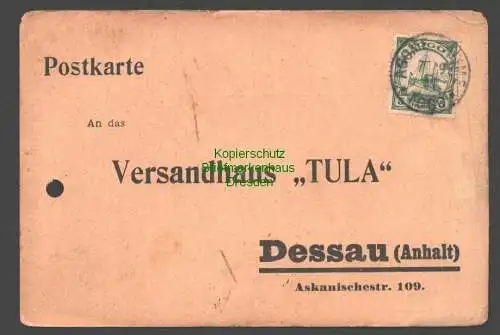 B7749 Togo Bestellkarte Agome Palime 1911 Afrikaner Versandhaus Tula Dessau