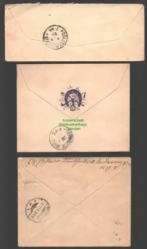 B7687 3x Deutsches Reich Brief 47 Leipzig 1899 Friedeburg Saale 1898 Frankfurt