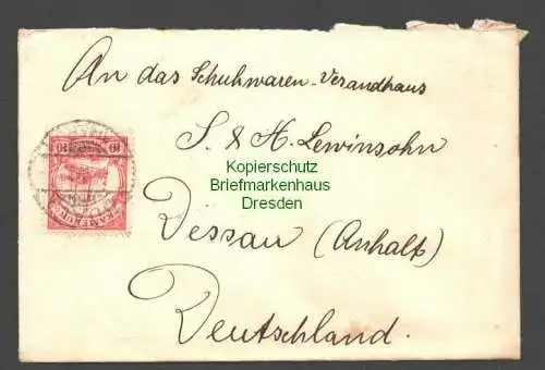 B7754 Kamerun Brief Duala 1908 an Versandhaus Lewinsohn Dessau