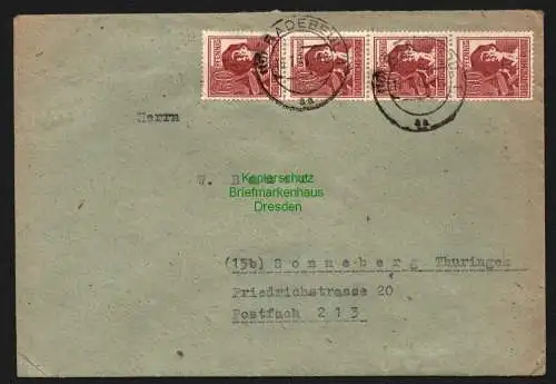 B8314 Brief SBZ Zehnfach Frankatur 4x 956 Radebeul 1 16.7.48 240 Pfennig