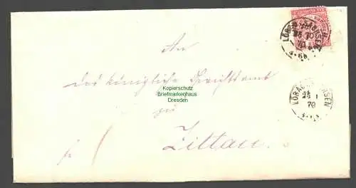 B7931 Faltbriefhülle NDP Löbau 1870 an Königliches Gerichtsamt zu Zittau