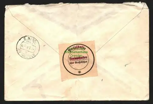 B8357 SBZ Brief Einschreiben Grossräschen 6.3.46 Postsache gestrichen Nachgebühr