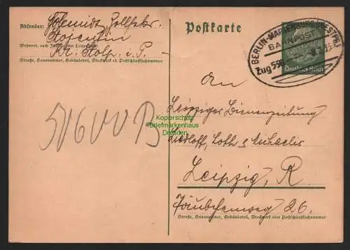 B8806 DR Ganzsache 1935 Bahnpost Berlin - Marienburg ( Westpr. )