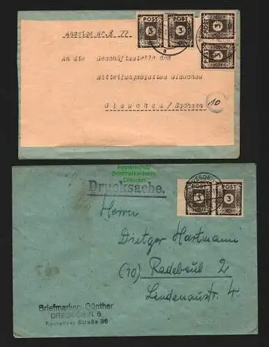 B8526 2x Brief SBZ 51 Ostsachsen Dresden MeF Gersdorf Bz. Chemnitz Drucksache