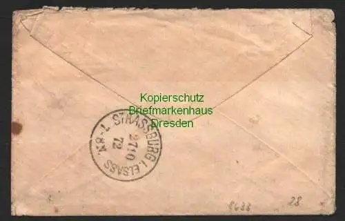 B8633 DR 19 grosses Brustschild Colmar Hufeisenstempel 1872 nach Strasbourg