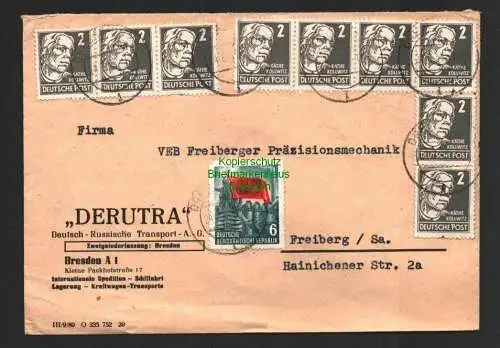 B8690 DDR Brief 1953 9x 327 Köpfe 2 DERUTRA Deutsch-Russische Transport AG