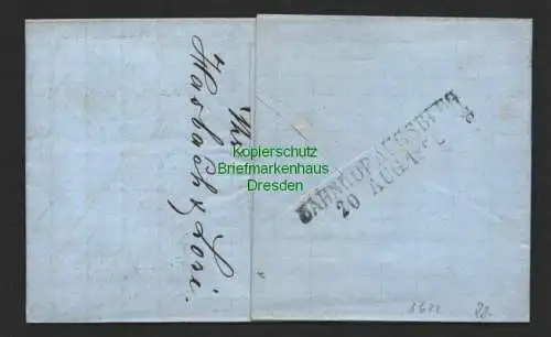 B8622 Bayern 14 mit Seidenfaden Faltbrief 1860 Augsburg Hasbach & Lori