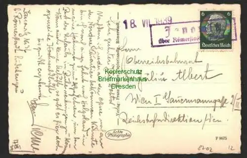 B8702 AK Römerstadt Rymarov 1939 Notstempel Befreiungsstempel Janowitz über