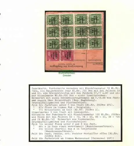 B8485 SBZ Maschinenaufdruck komplette Paketkarte Angern über Wolmirstedt 1948