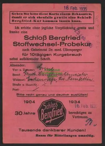 B8826 DR Postkarte Bahnpost Schneidemühl - Belgard 1935 Zug 742 Lörrach