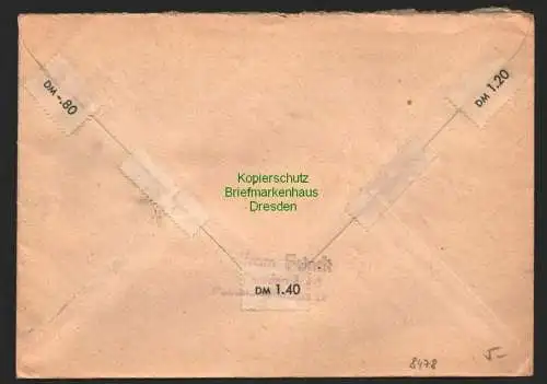 B8478 SBZ Brief Dresden A46 1949 Leipziger Herbstmesse