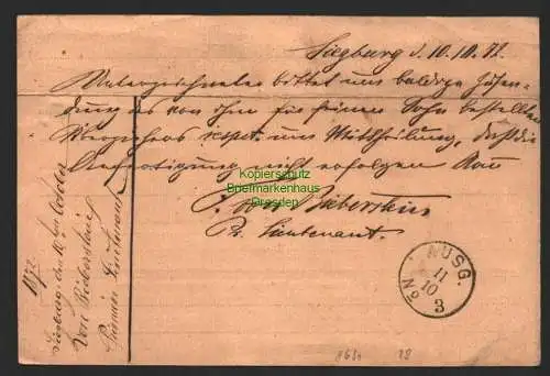 B8630 DR 14 kleines Brustschild Correspondenz Karte Siegburg 1872 nach Görlitz