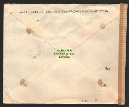 B8786 Kroatien 54 Brief Zagreb verschiedene Zensur Stempel 1944