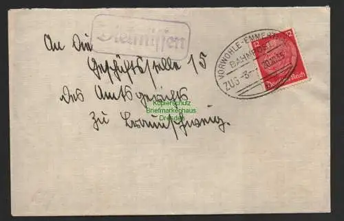 B8858 DR Brief Bahnpost Vorwohle - Emmerthal 1935 Stationsstempel Dielmissen