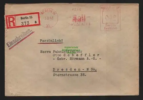 B9094 R-Brief Gebr. Hörmann A.-G. Berlin 35 s 1943 Julius Klinzmann