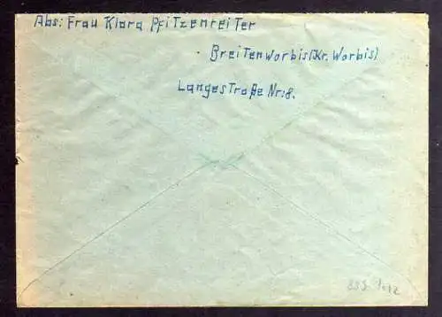 B889 SBZ Brief Gebühr bezahlt 1946 Breitenworbis an Suchdienst München