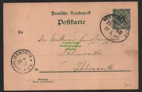 B8863 DR Postkarte Bahnpost Weetzen - Haste 1897