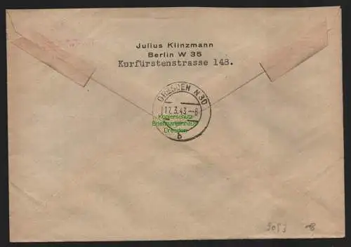 B9093 R-Brief Gebr. Hörmann A.-G. Berlin 35 s 1943 Julius Klinzmann