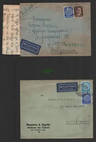 B8976 2x Brief Luftpost DR Flugpost 1942 Berlin nach Sofia Bulgarien Zensur mit