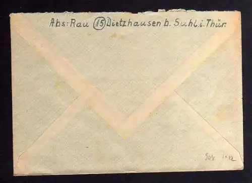 B904 SBZ Brief Gebühr bezahlt 1946 Dietzhausen bei Suhl an Suchdienst München