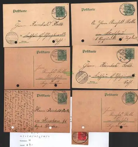 B8878 6x DR Postkarte Bahnpost Zittau Görlitz 1907 1914 + Briefstück 1928