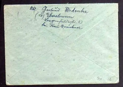 B910 SBZ Brief Gebühr bezahlt 1946 Ebersbrunn Kr. Zwickau Sachs  an Suchdienst M