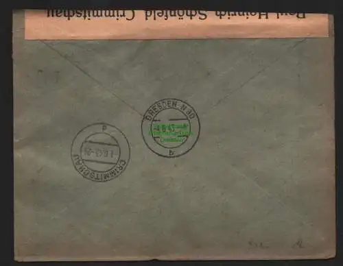 B9241 R-Brief Gebr. Hörmann A.-G. Crimmitschau 1943 Paul Heinrich Schönfeld