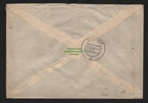 B9188 R-Brief Wehrmeldeamt Brandis (Bz Leipzig) 1943 Wehrbezirkskommando Grimma